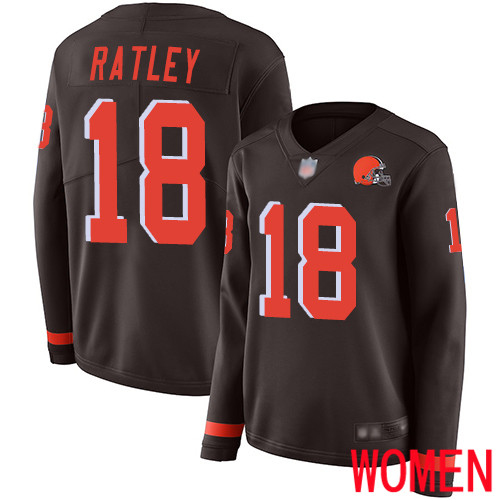 Cleveland Browns Damion Ratley Women Brown Limited Jersey #18 NFL Football Therma Long Sleeve->women nfl jersey->Women Jersey